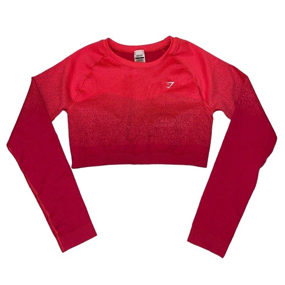 Gymshark Tops - Gymshark red cropped long sleeve back cinch athletic top women’s size XL